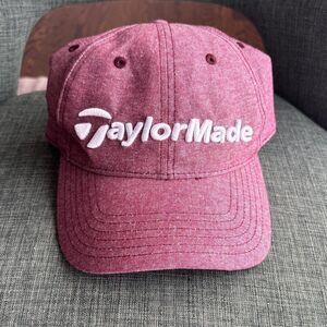 TaylorMade adjustable men’s unisex golf hat heathered Maroon Cap White Logo NWOT